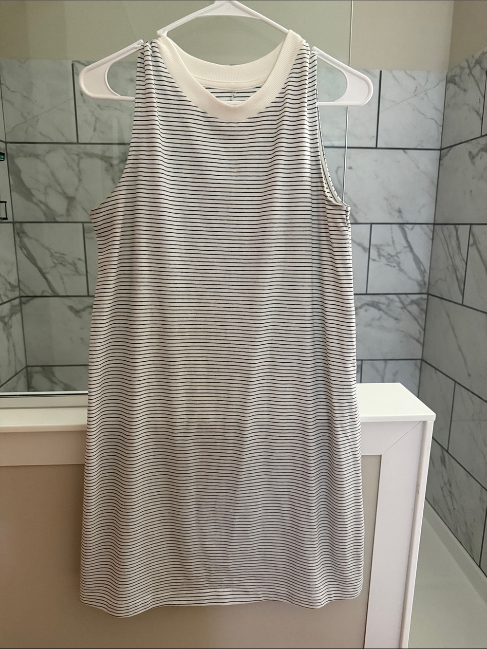 a new day Sleeveless Striped Shift Dress - White and Black